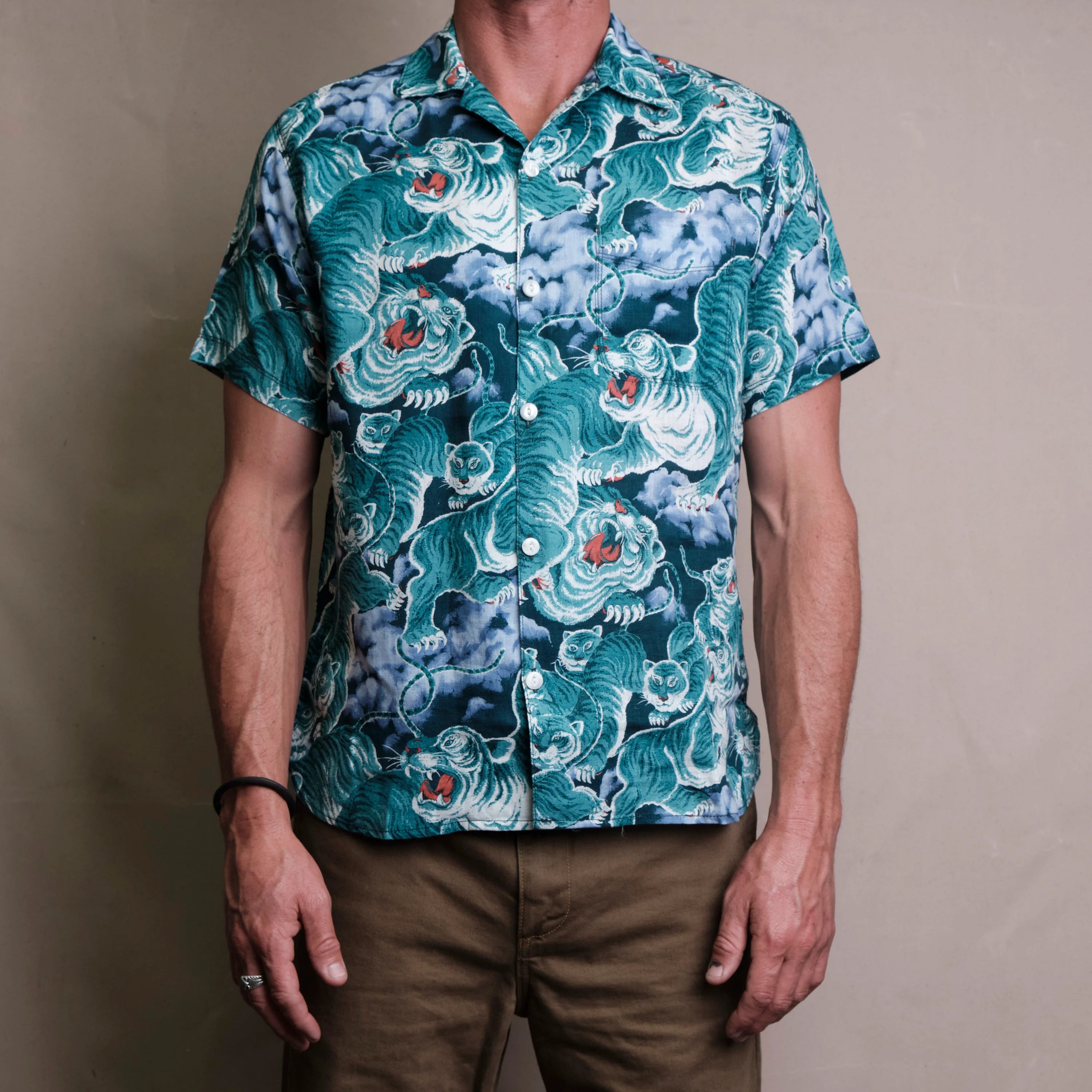 Hawaiian Turquoise Tiger Shirt