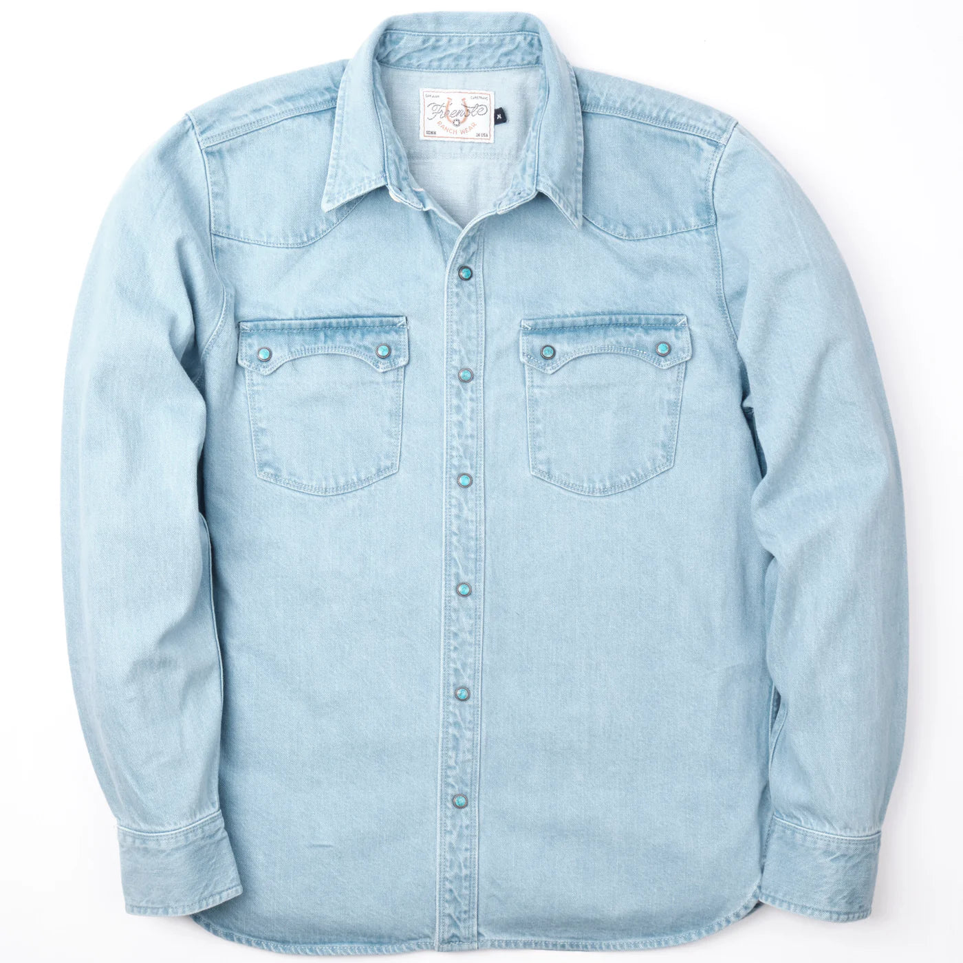 Modern Western Shirt in Bleached Indigo