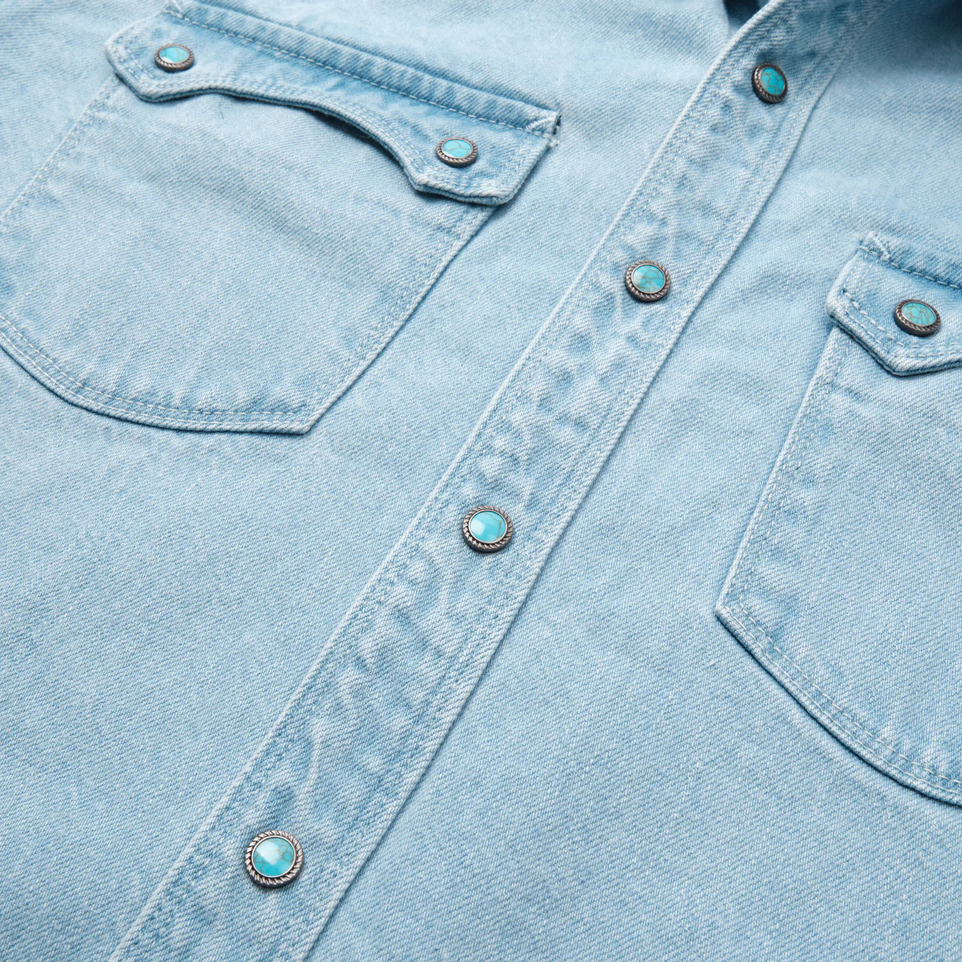 Modern Western Shirt in Bleached Indigo