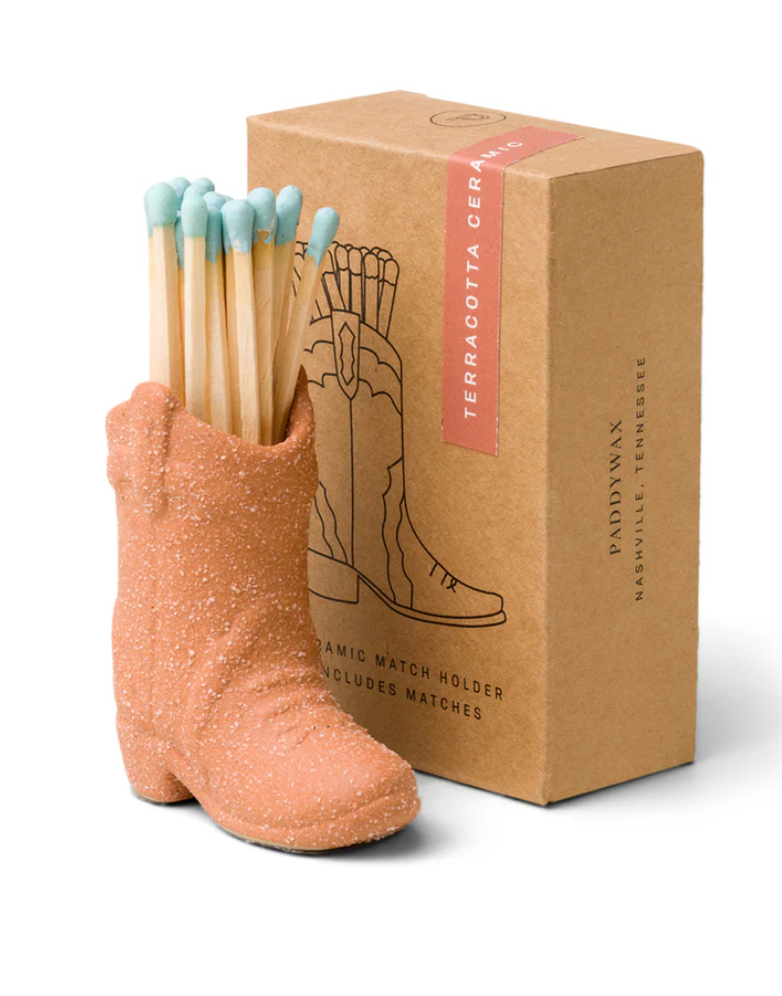 Paddywax- Cowboy Boot Match Holder - Terracotta
