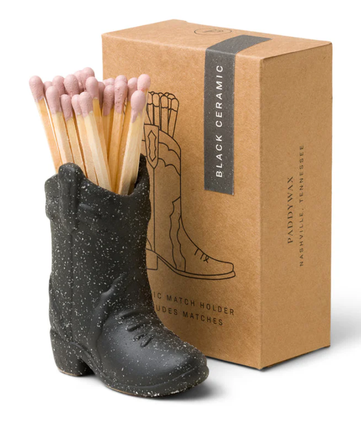 Paddywax- Cowboy Boot Match Holder - Black