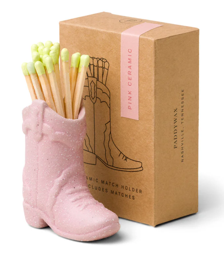Paddywax- Cowboy Boot Match Holder - Pink