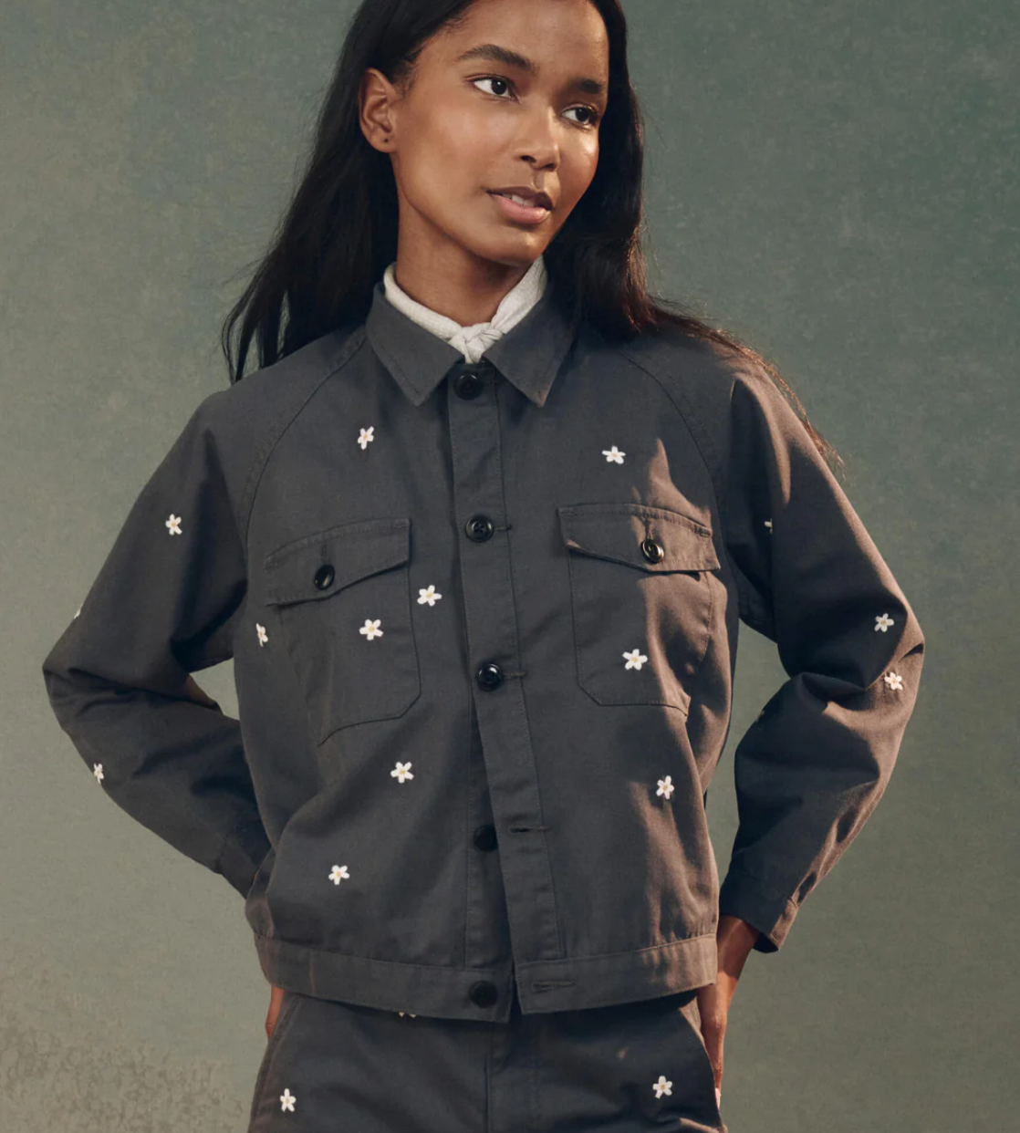 The Garage Jacket w/Daisy embroidery