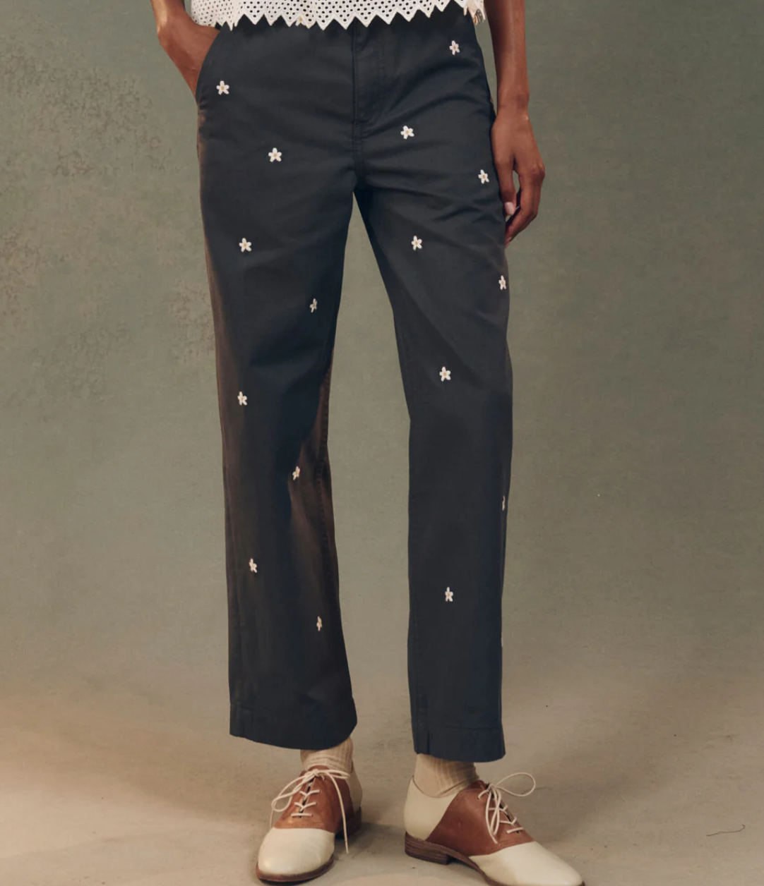 The Great. The Garage Pant w/Daisy embroidery