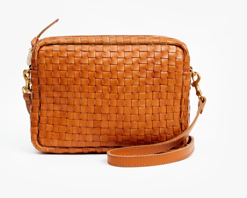 Clare V.- Midi Sac-Woven Checker- Natural