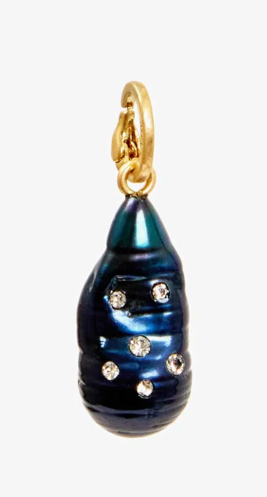 Clare V.-Stone Encrusted Pearl Charm- Vintage Gold & Black