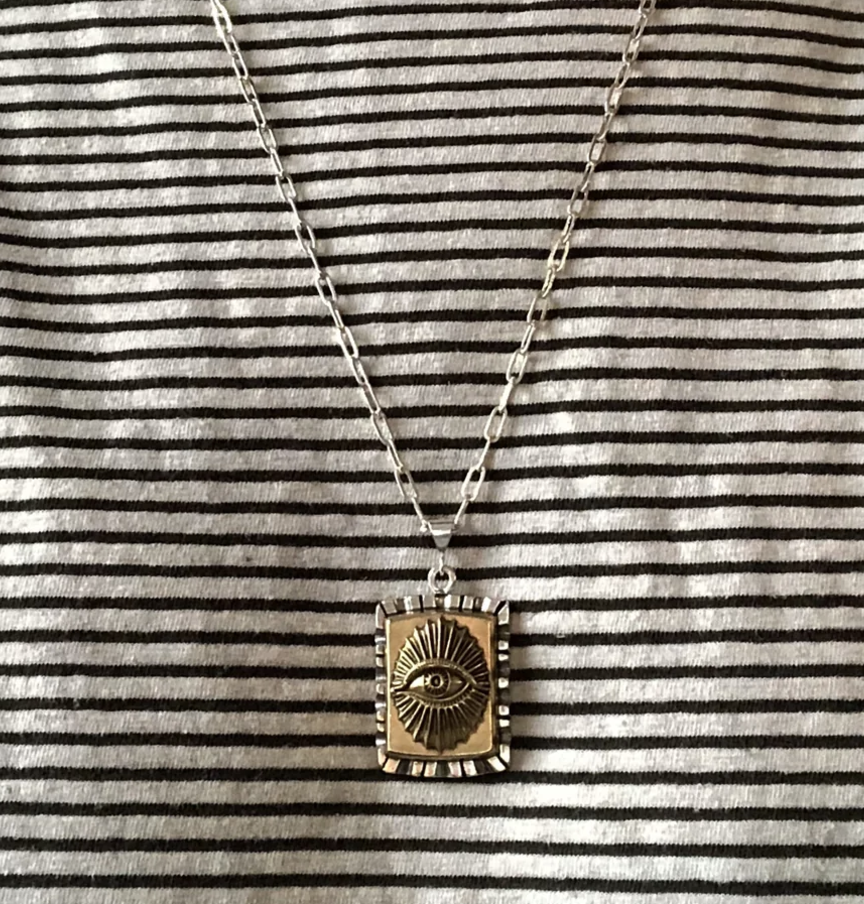 LHN- All Seeing Eye Souvenir Charm- Silver & Brass