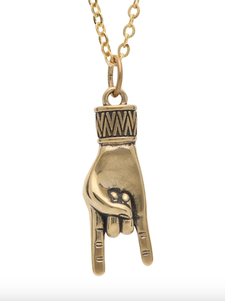 LHN- Hand Horn Necklace- Brass