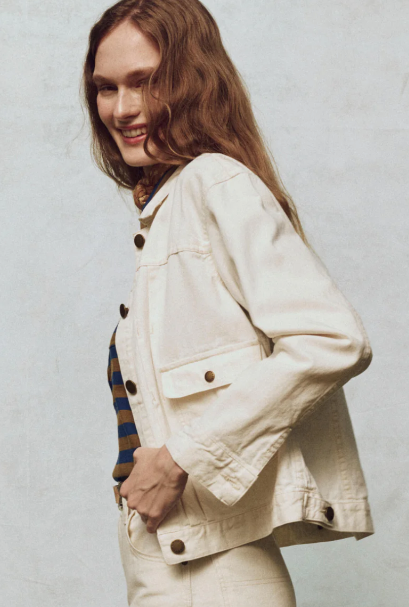The Great. The WorkWear Jean Jacket- Natural Hemp