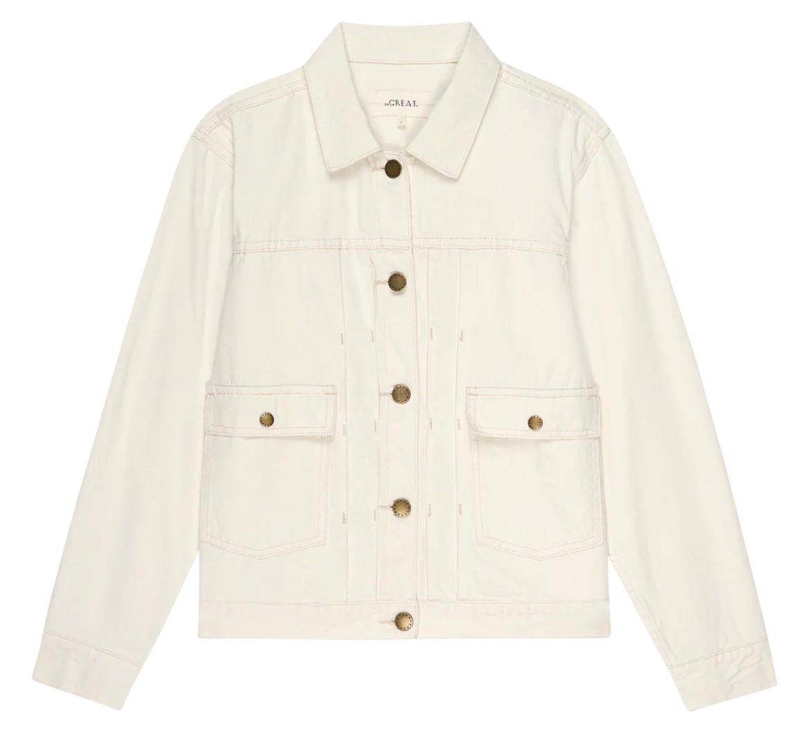 The Great. The WorkWear Jean Jacket- Natural Hemp