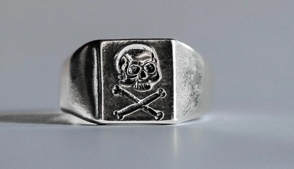 LHN- Skull Signet Ring -Silver -Size  7