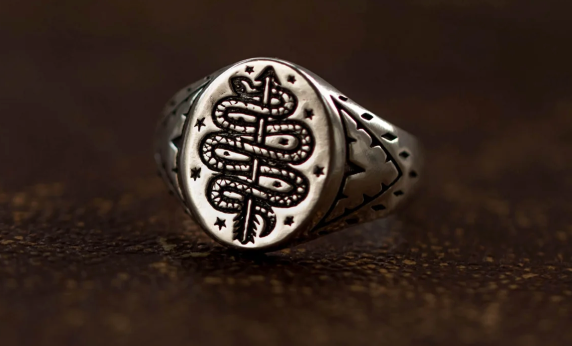 LHN-Serpent & Arrow Ring- Silver- Size 8