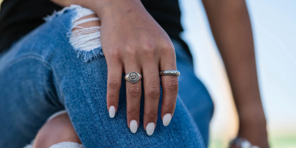 LHN- Mini Skull Ring- Brass- Size 7