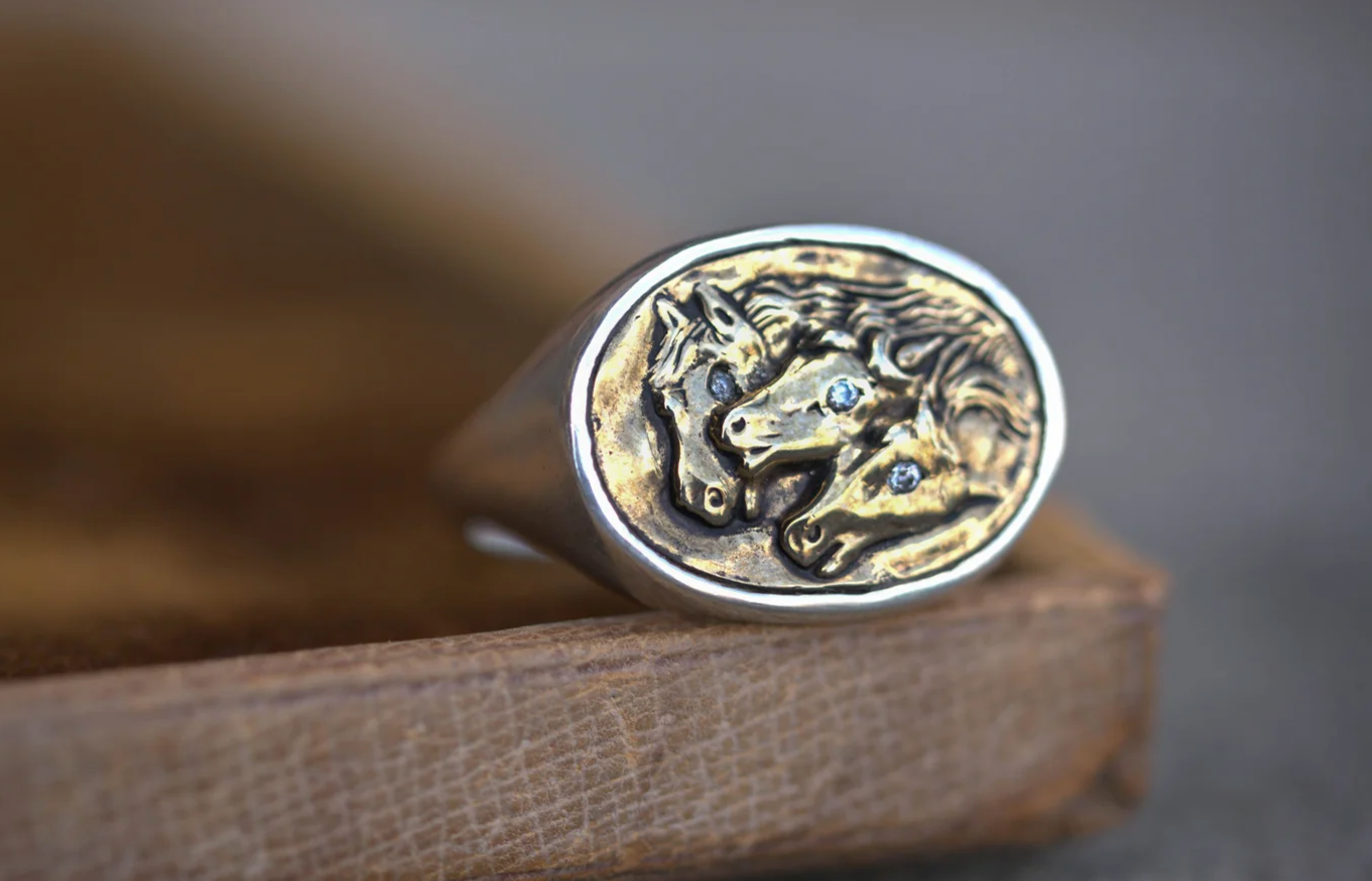 LHN- Wild Horse Ring- Silver/Gold/ Diamonds