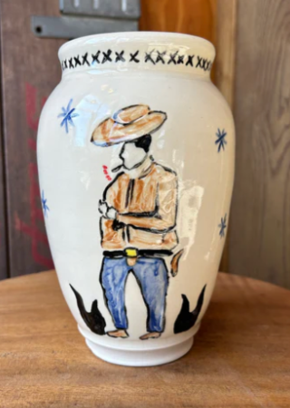 Dannys Mudshop- Lone Cowboy Vase