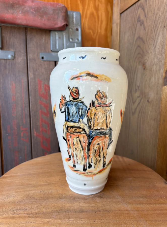 Dannys Mudshop- Two Riders Vase