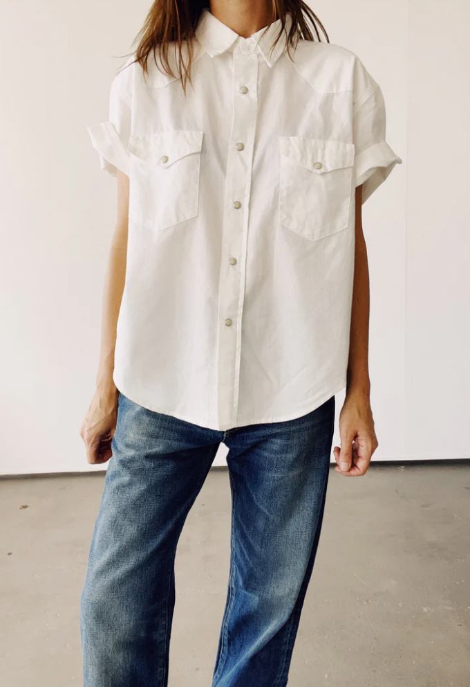Hey Gang-The S/S Western Shirt White