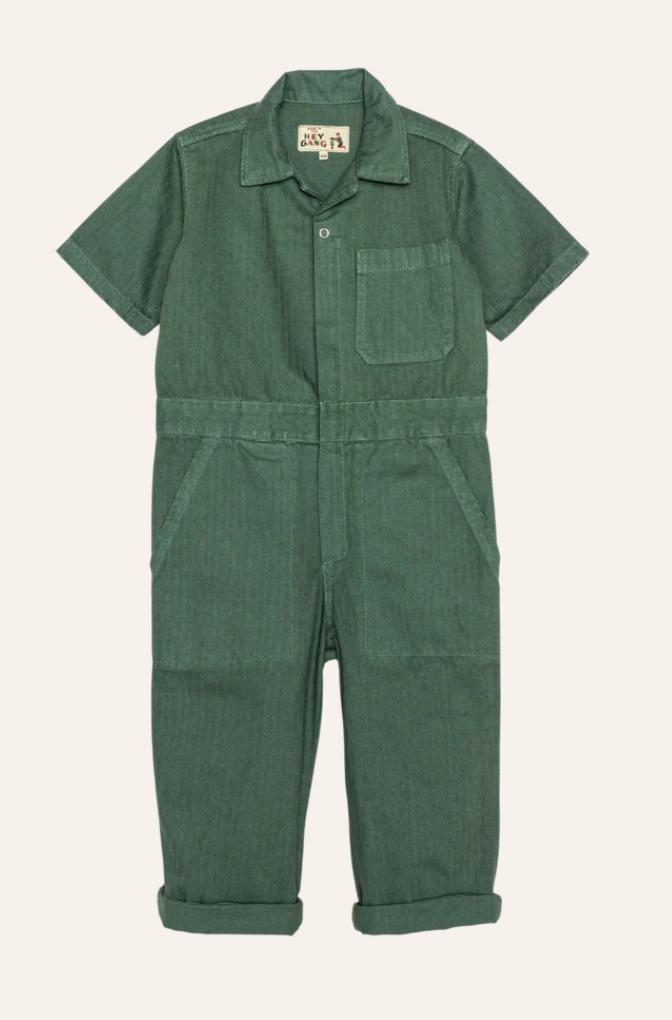 Hey Gang- The Kids Coverall Fatigue Herringbone