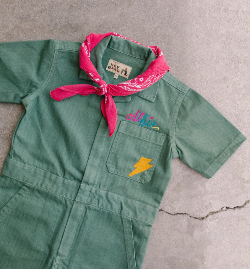 Hey Gang- The Kids Coverall Fatigue Herringbone