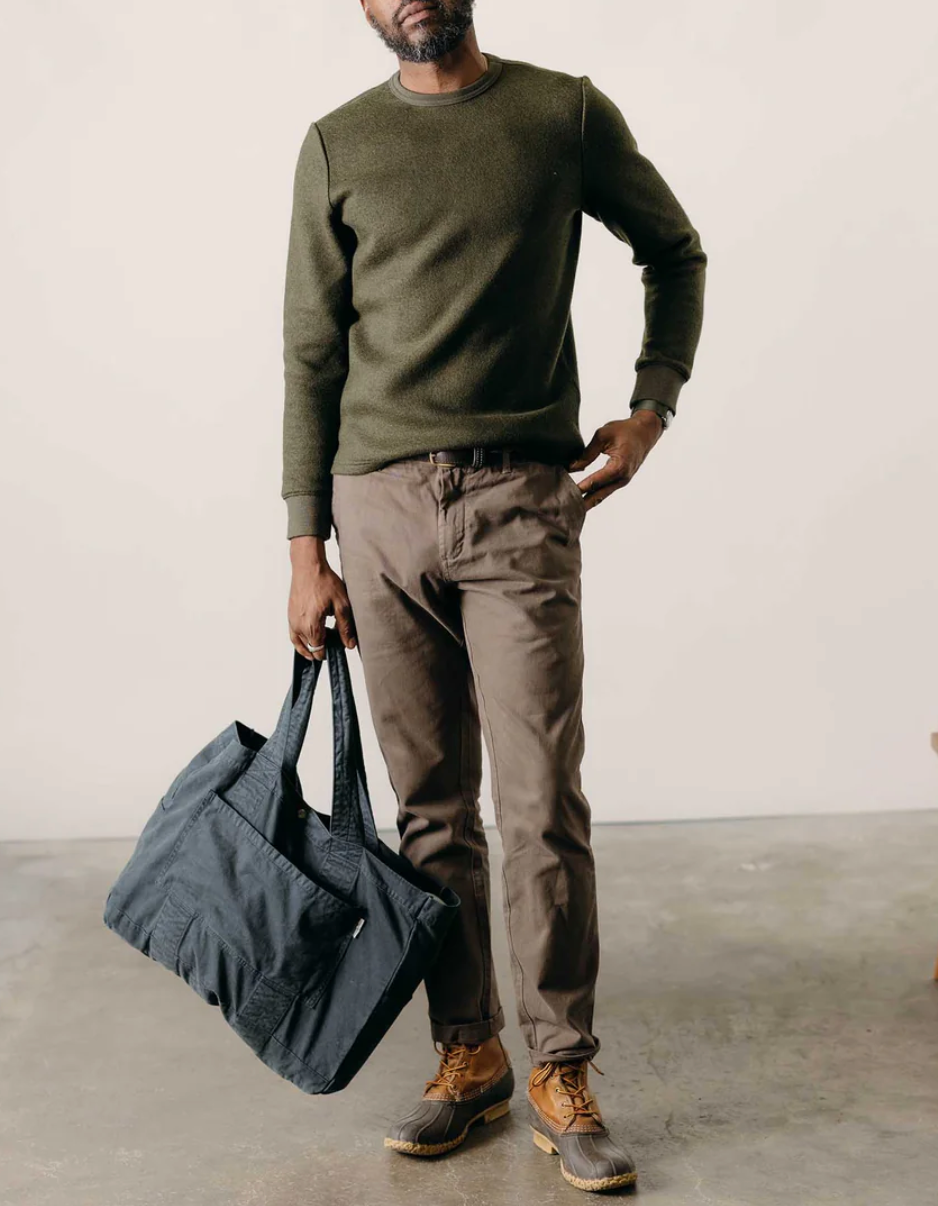 Taylor Stitch-The Evans Crew in Forest Birdseye Wool