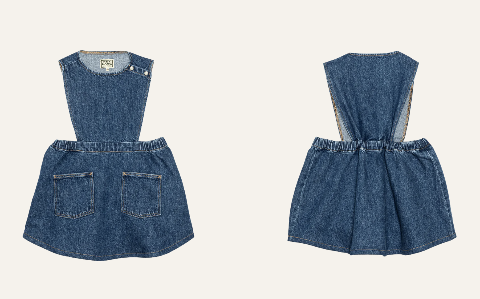 Hey Gang- The Kids Pinafore Denim