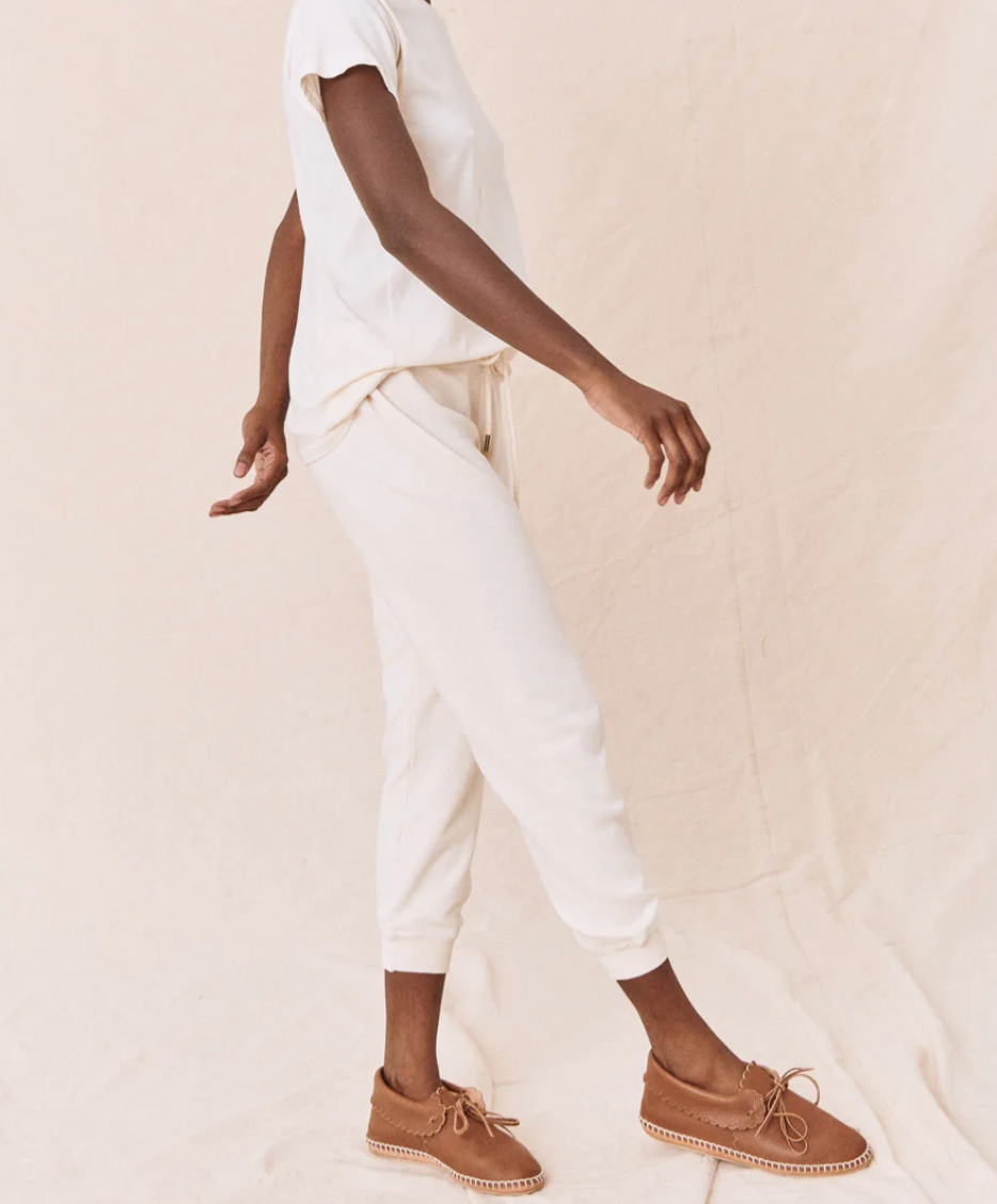The Great.- The Cropped Sweat Pant- Washed White