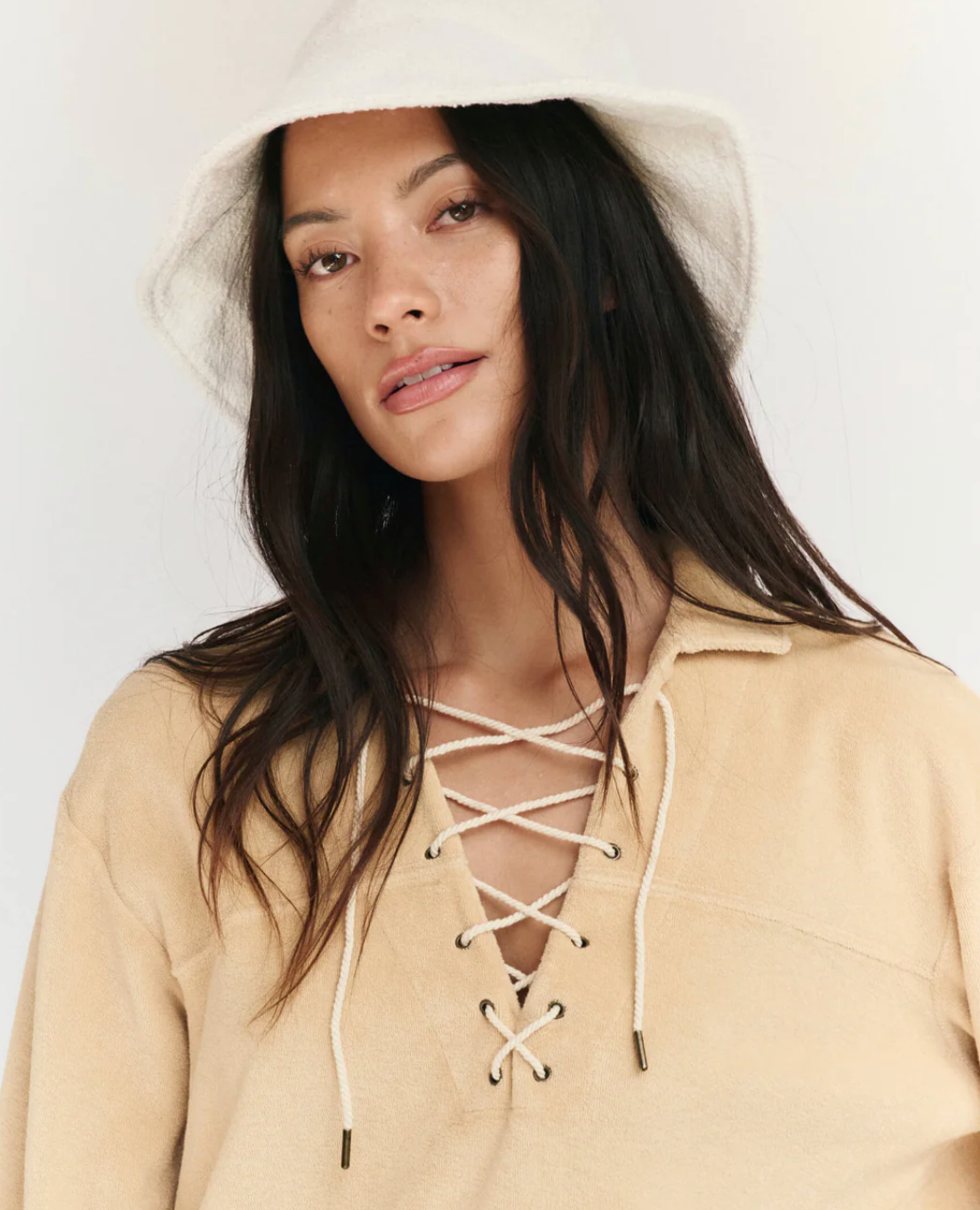 The Great. -Micro Terry Lace Up Tunic