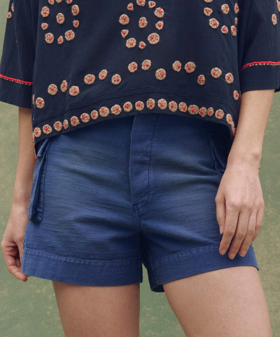 The Great. The Cargo Fatigue Short- Vintage Blue