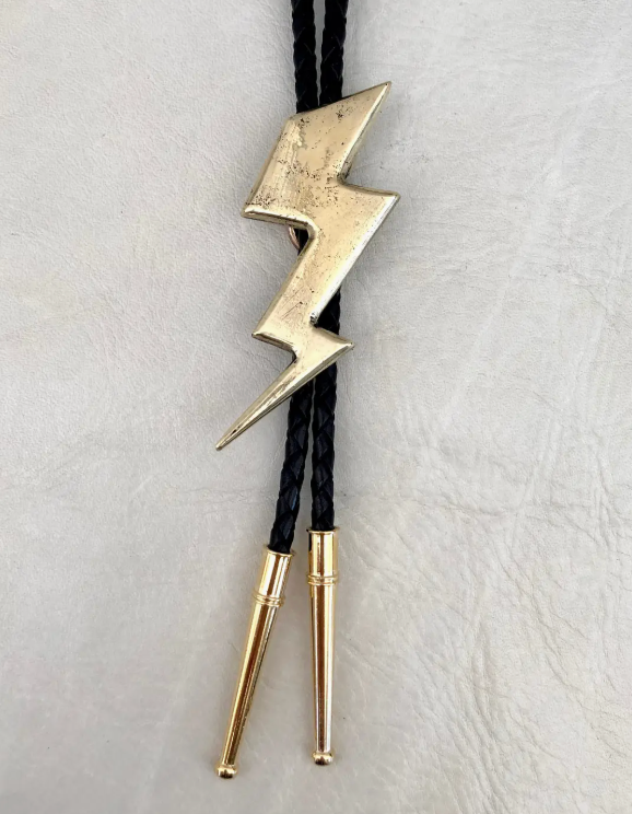 HELIOTROPE- Lightning Bolt Bolo- Black/ Brass 36"
