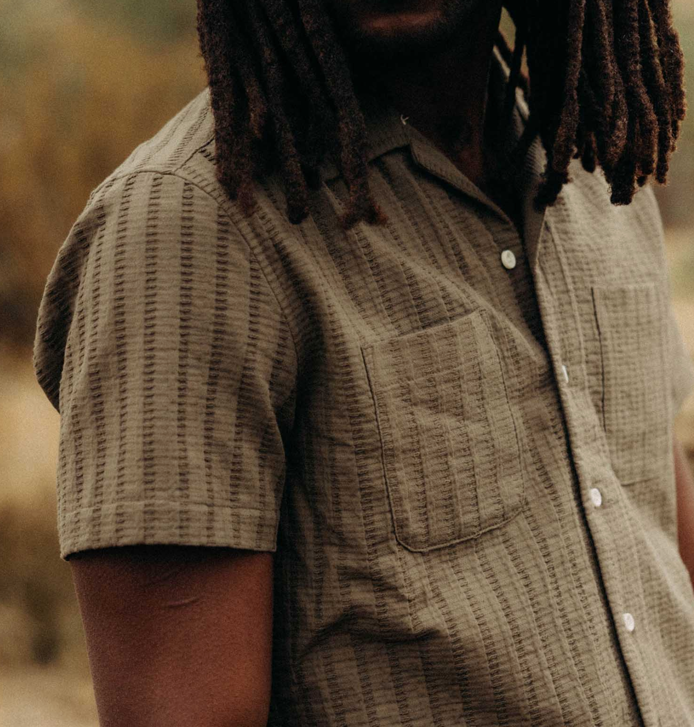 Taylor Stitch- The Conrad Shirt- Fatigue Olive Dobby Stripe