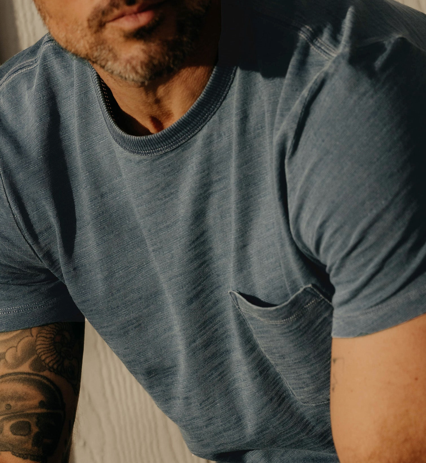 Taylor Stitch- Organic Cotton Tee- Washed Indigo