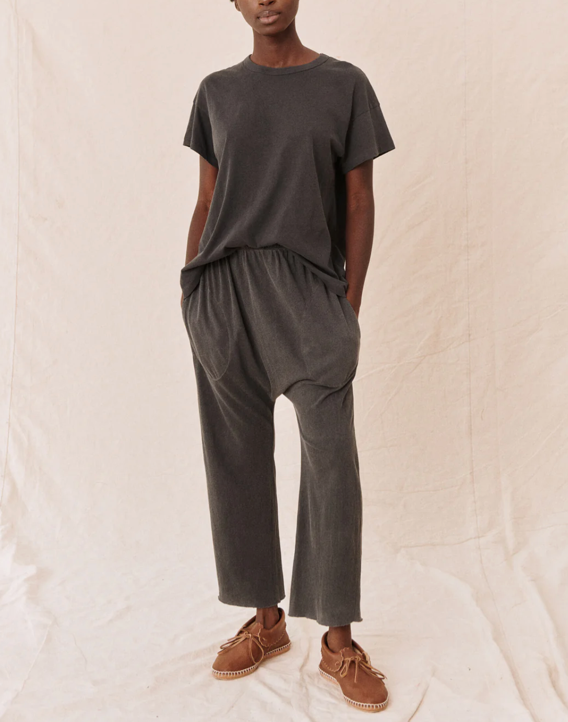 The Great. The Jersey Crop- Washed Black