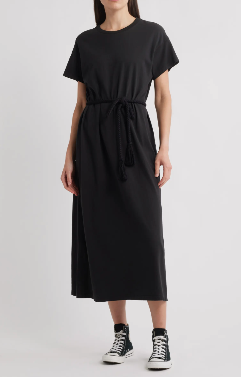 The Great. The Square Tee Dress- Black