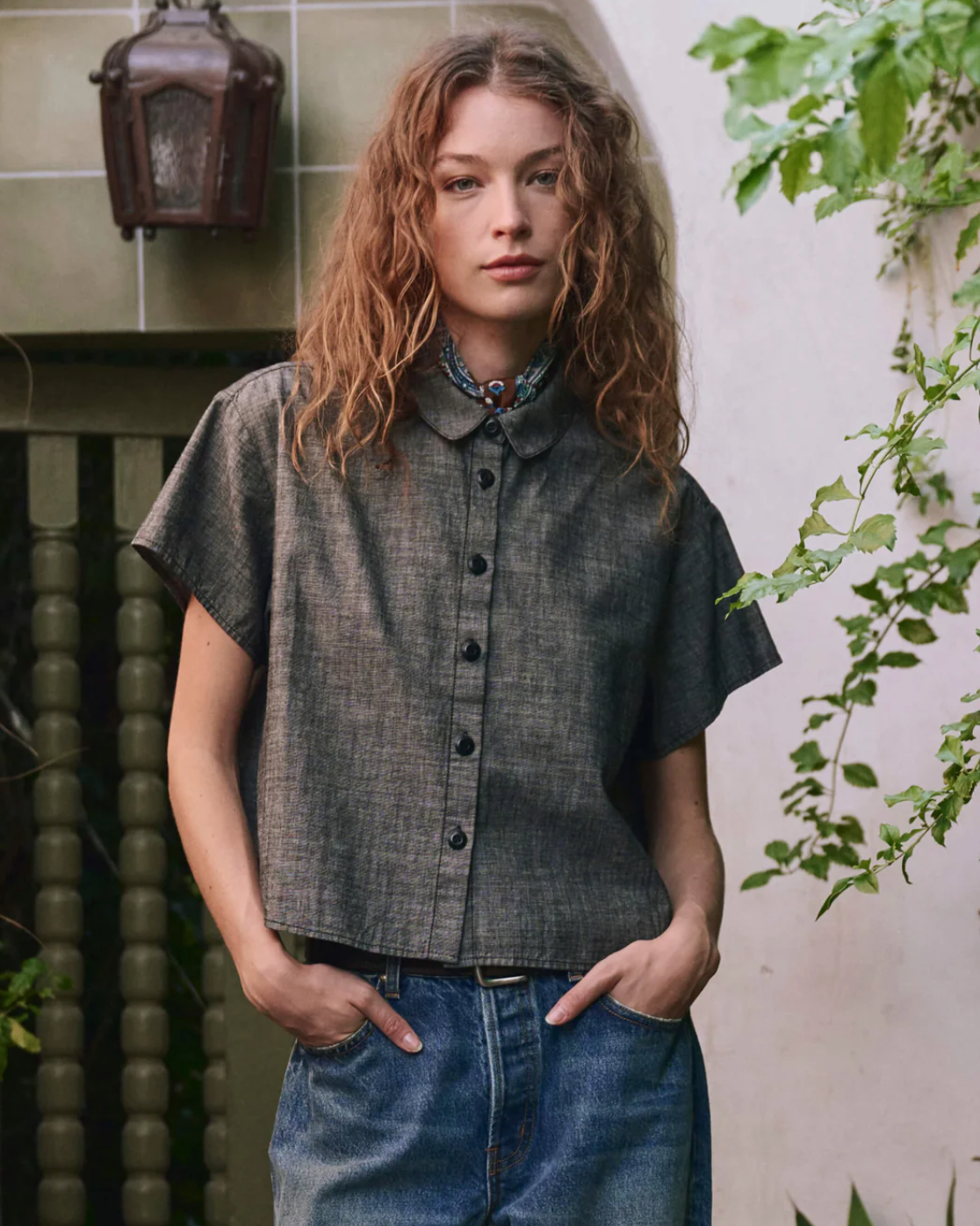 The Great. Valor Top- Smoke Wash