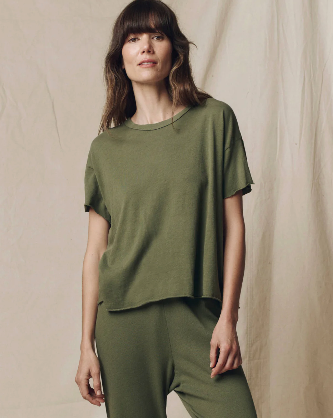 The Great. The Crop Tee-Forest Green