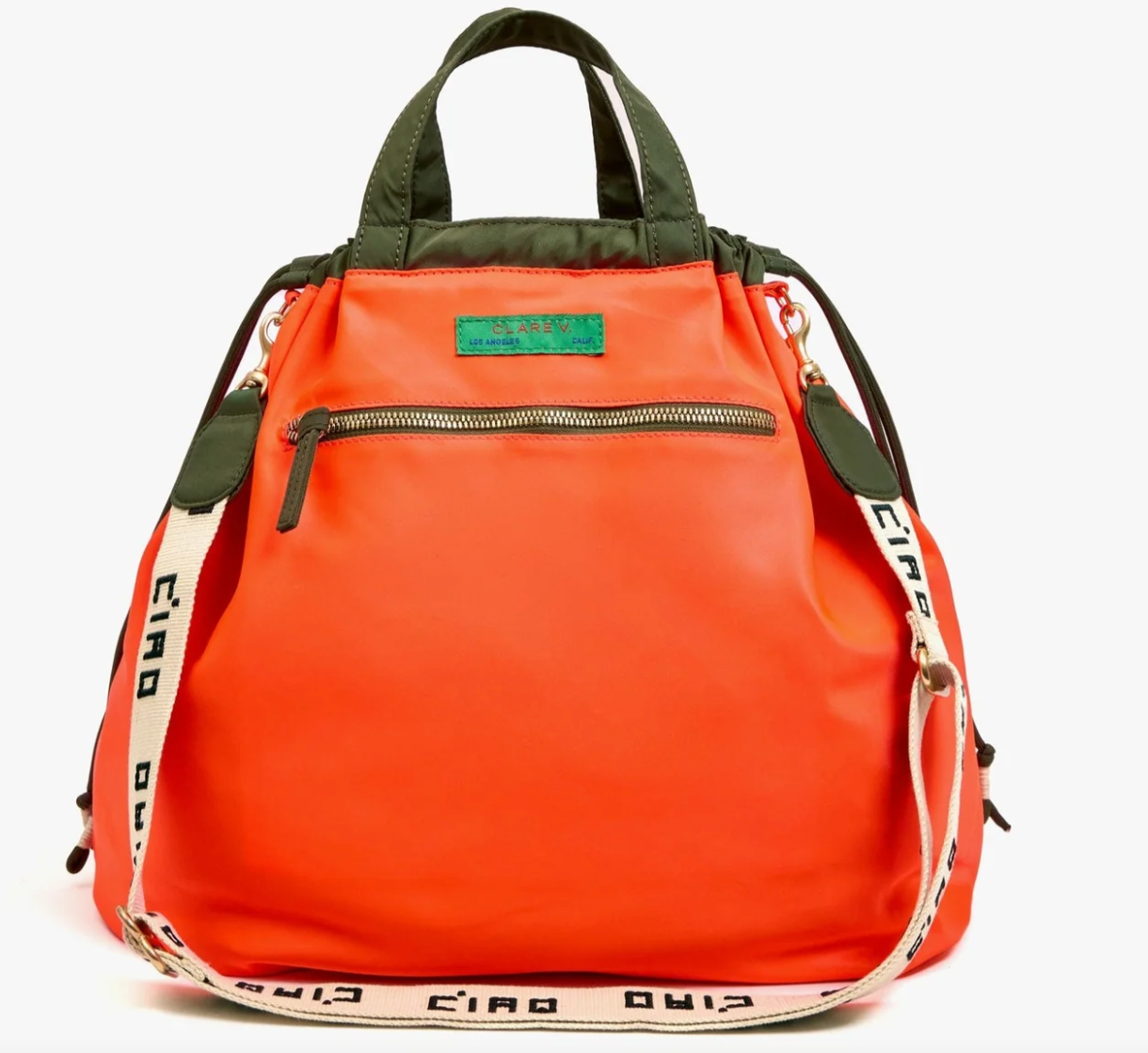 Clare V. Sac Tout Back Pack- Recycled Nylon Twill- Army