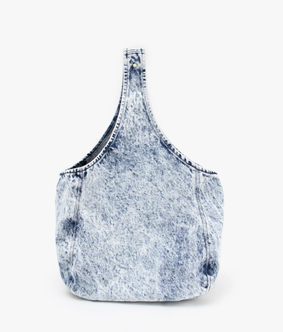 Clare V. Bando Acid Wash Denim Bag