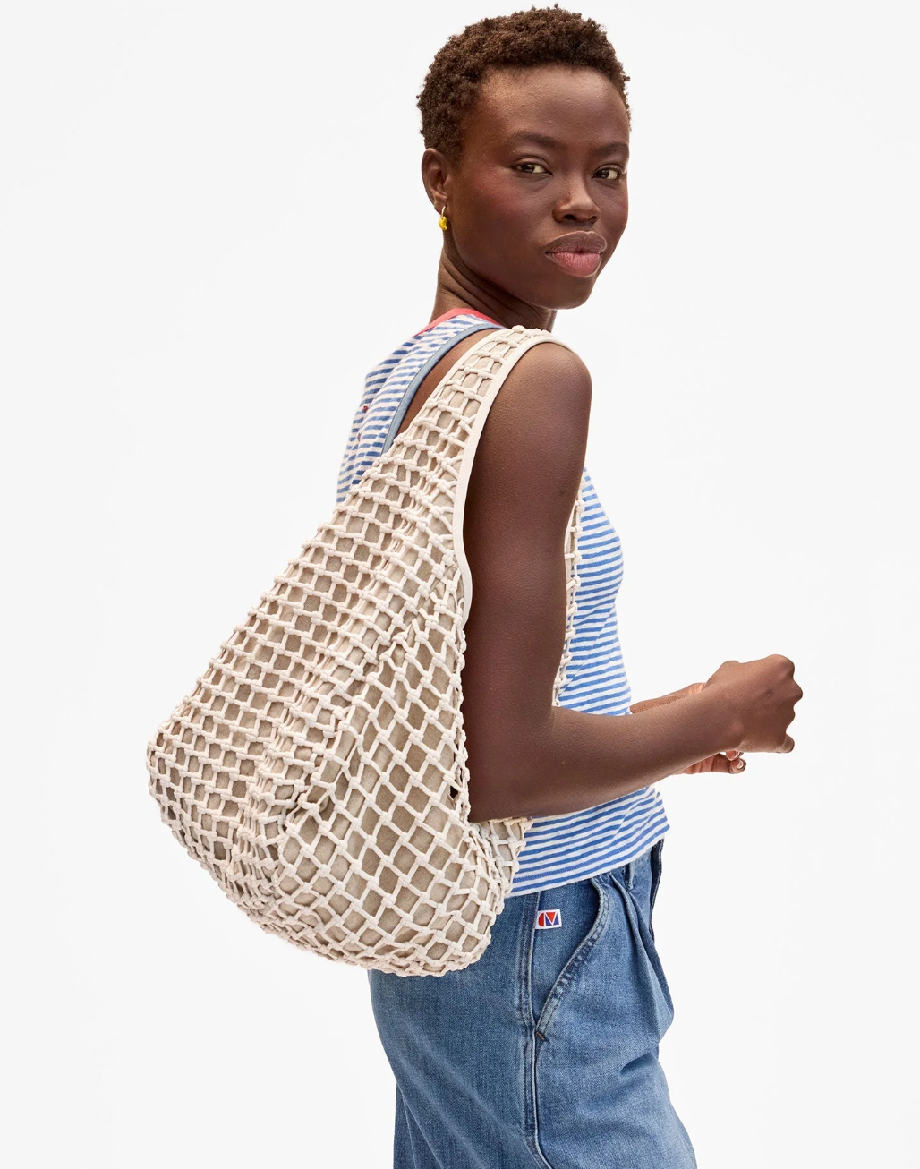 Clare V. Bando White Knot Woven Leather