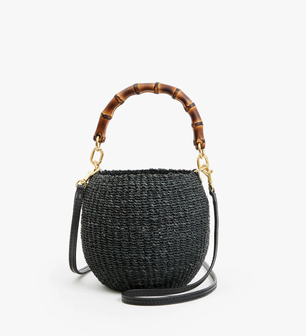 Clare V. Petit Pot de Miel w/ Bamboo Handle Black