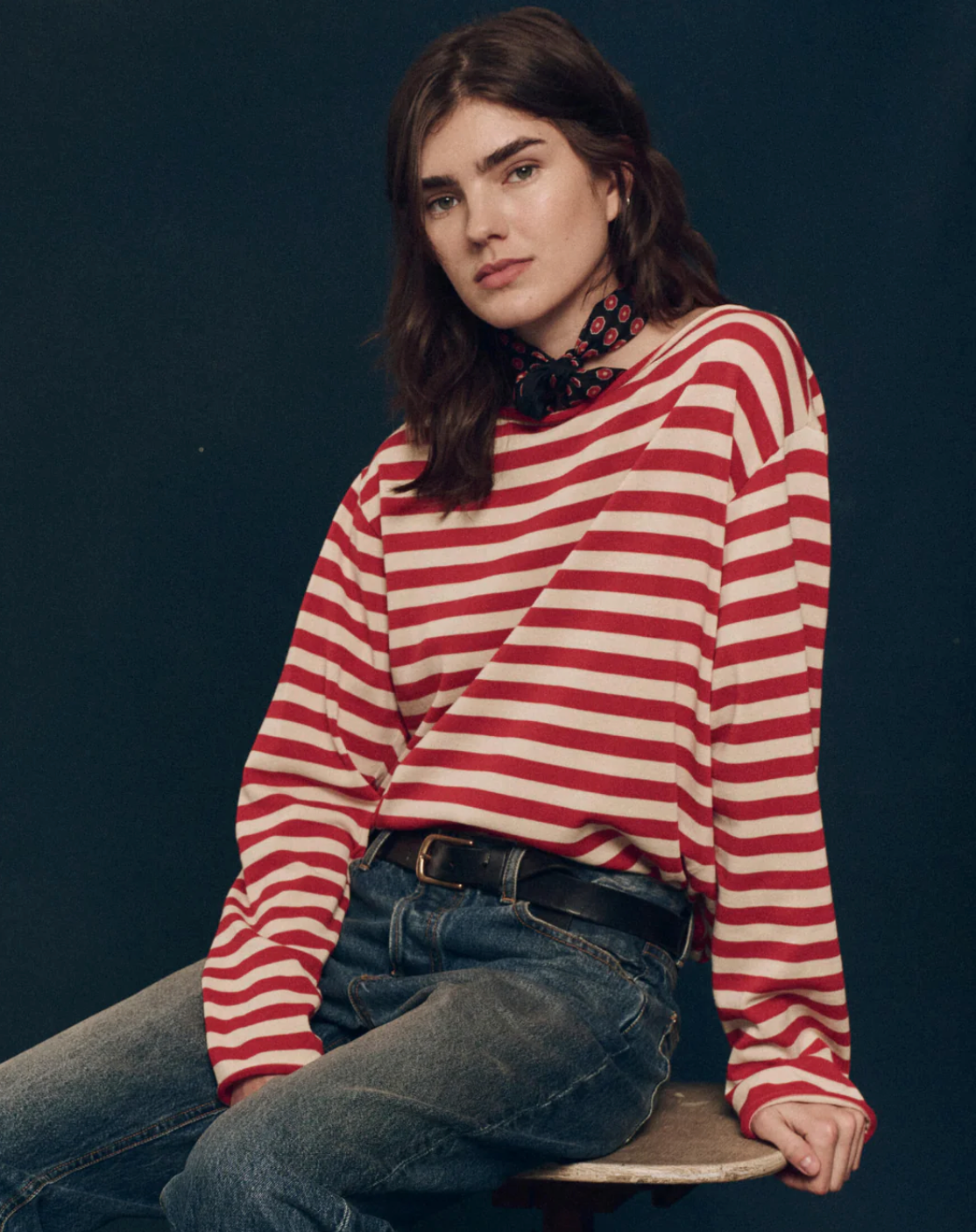 The Great. The Sailor Sweater- Maple Stripe