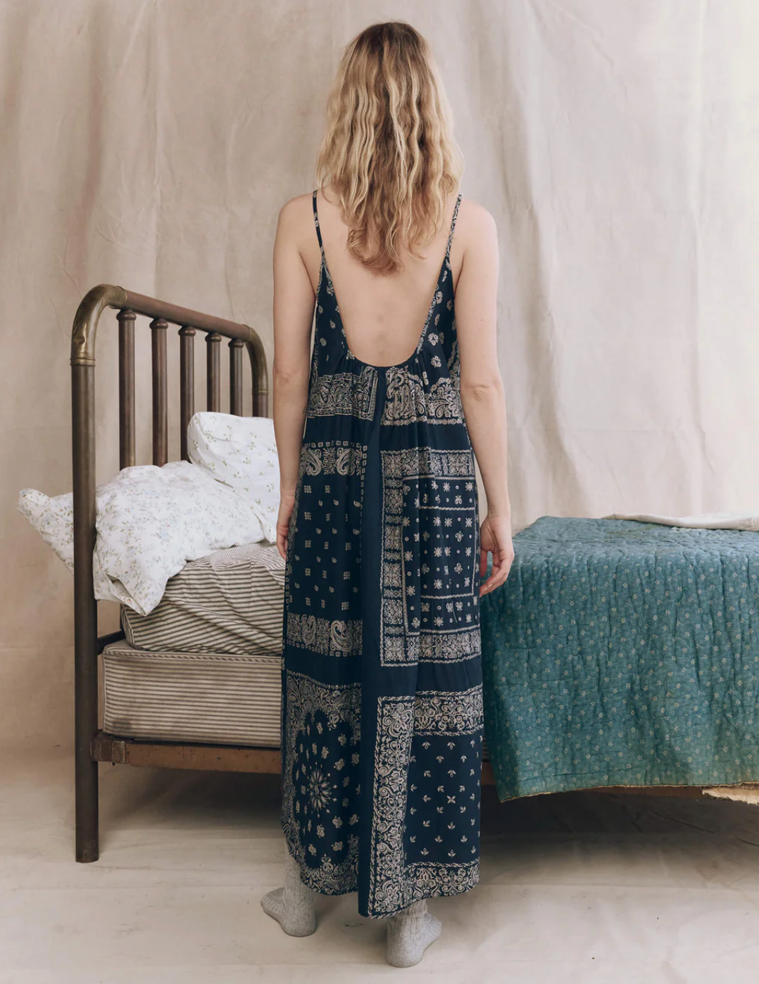 The Great. The Slip Sleep Dress- Bandana Patchwork