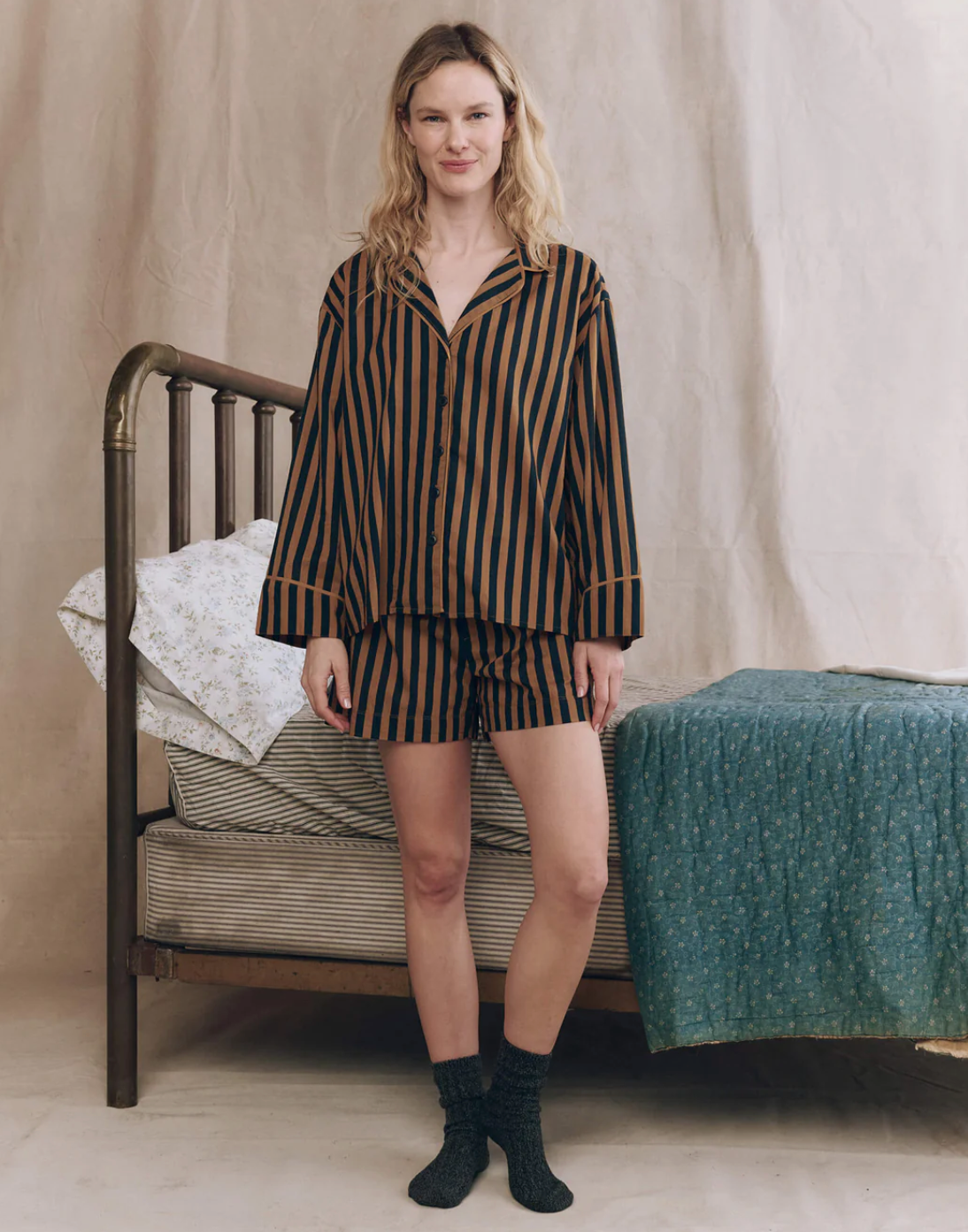 The Great. The Pajama Shirt- Club Stripe