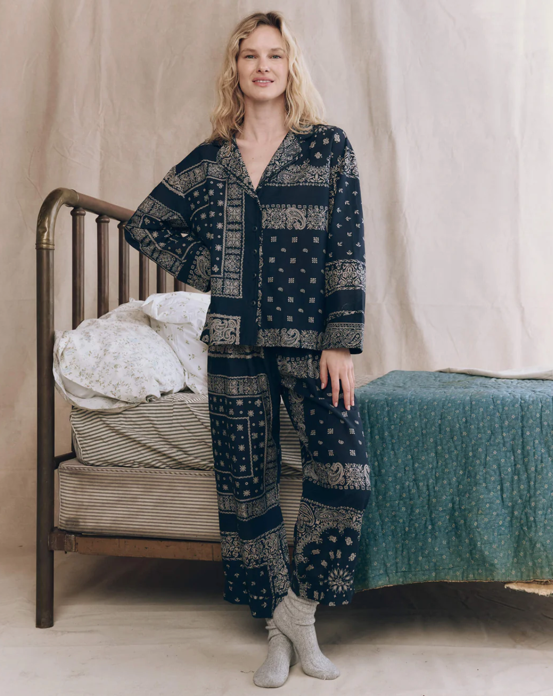 The Great. The Pajama Shirt- Bandana Patchwork