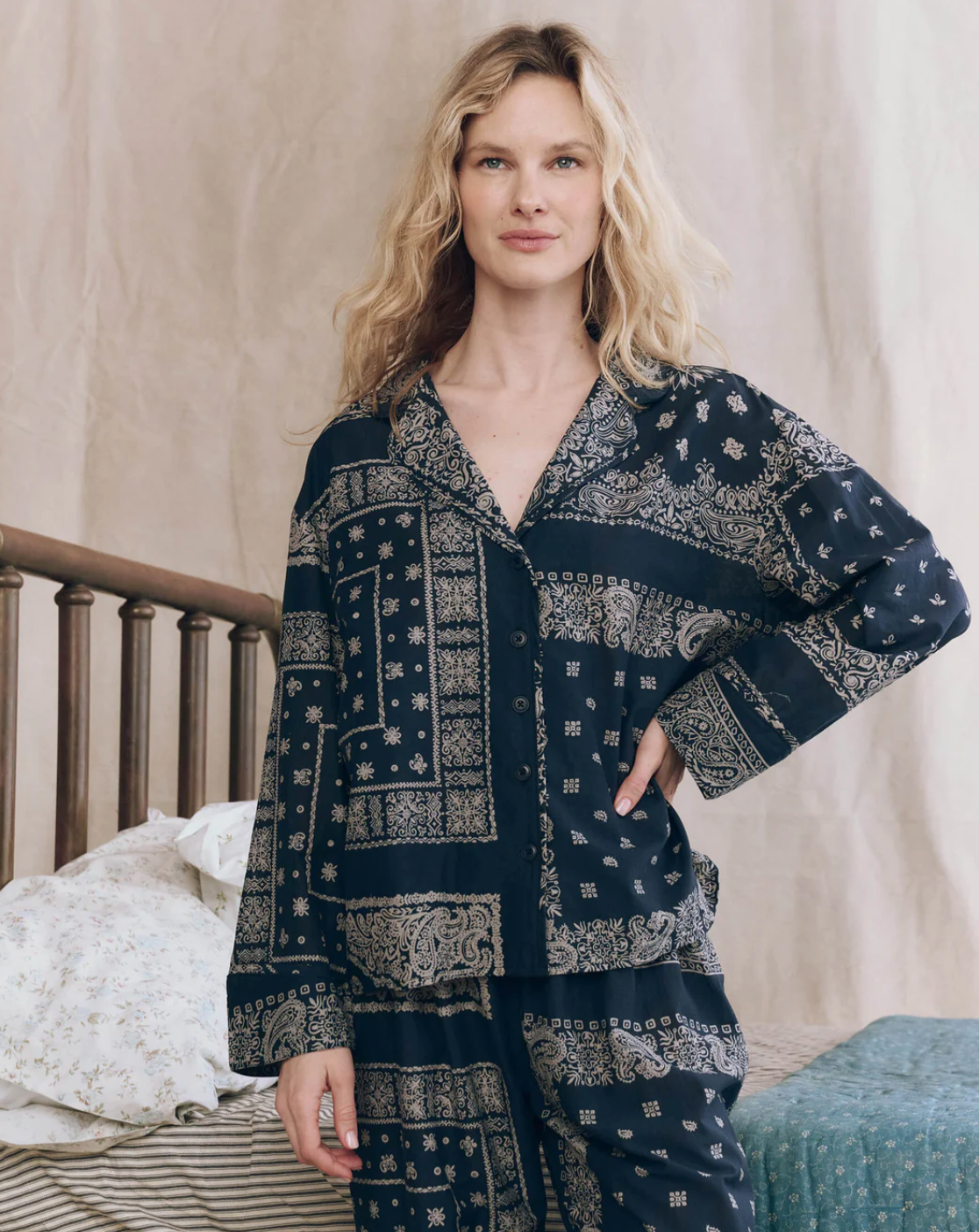 The Great. The Pajama Shirt- Bandana Patchwork