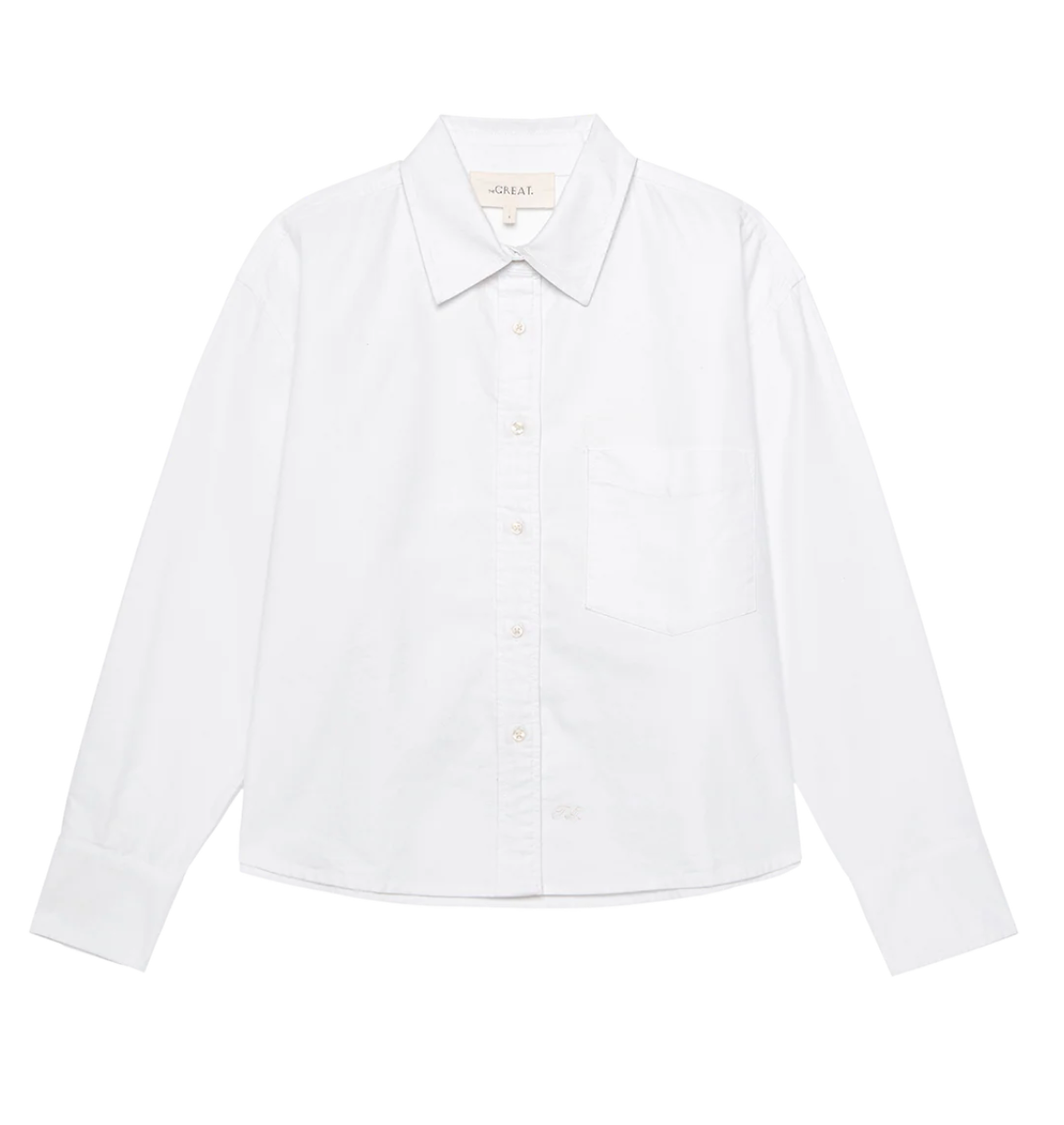 The Great. The Cropped Oxford Shirt- White