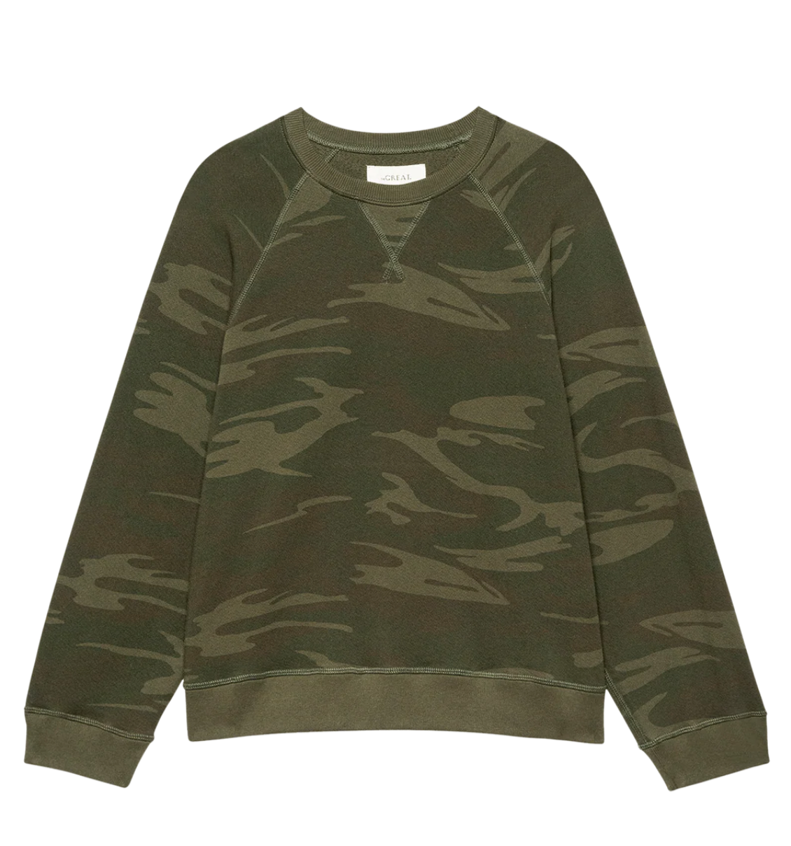 The Great. The Slouch Sweatshirt- Forest Camo