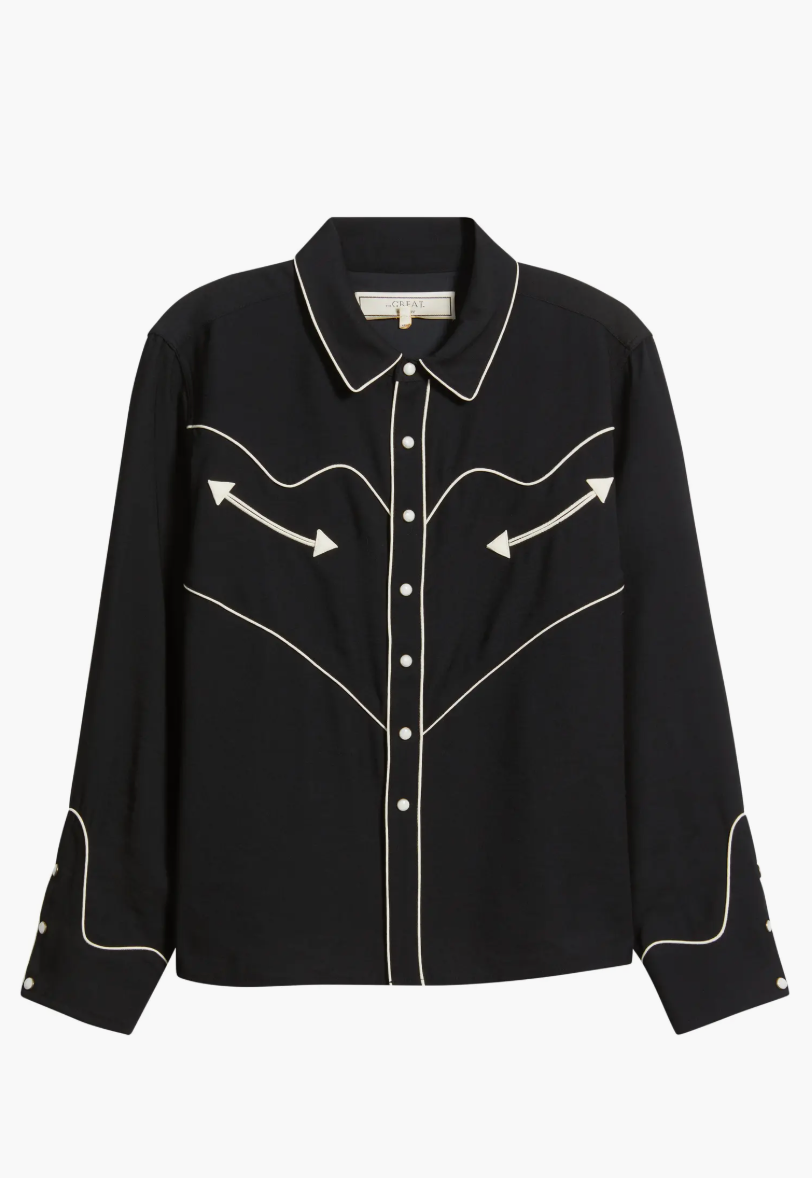 The Great. The Western Shirt- Black and Cream