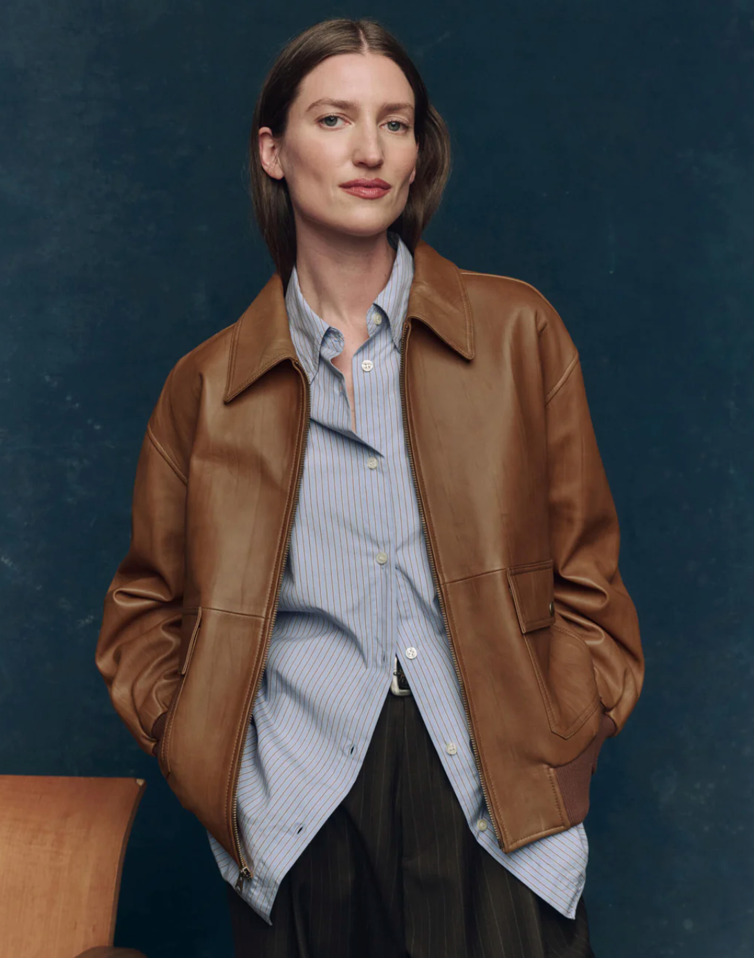 The Great. Flight Jacket- Saddle Brown