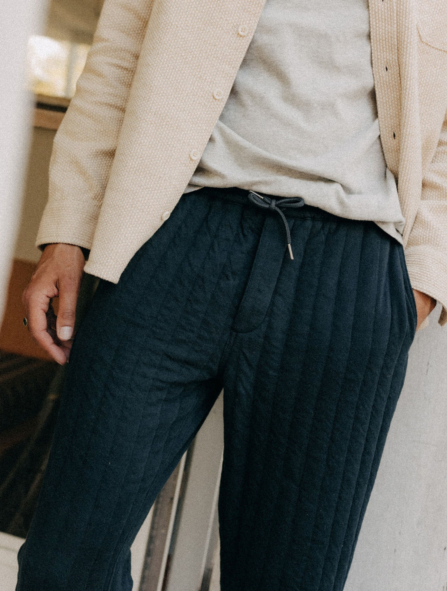 Taylor Stitch-The Après Pant in Heather Midnight Quilted Jersey