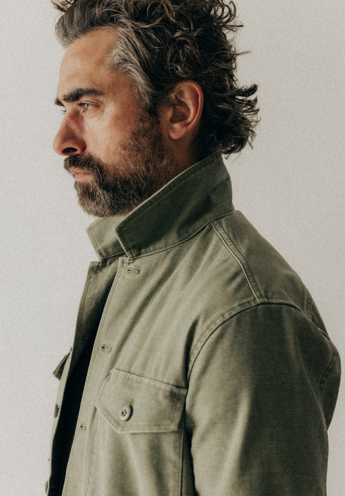 Taylor Stitch- The Surplus Shirt in Field Olive Reverse Sateen